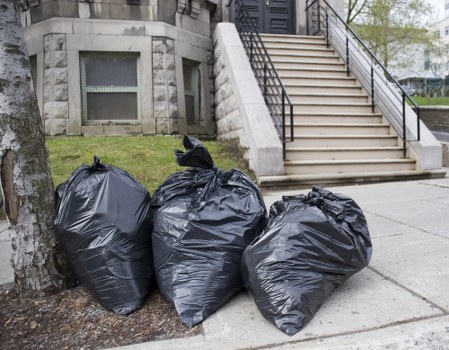 Recyclable waste materials being sorted for disposal.